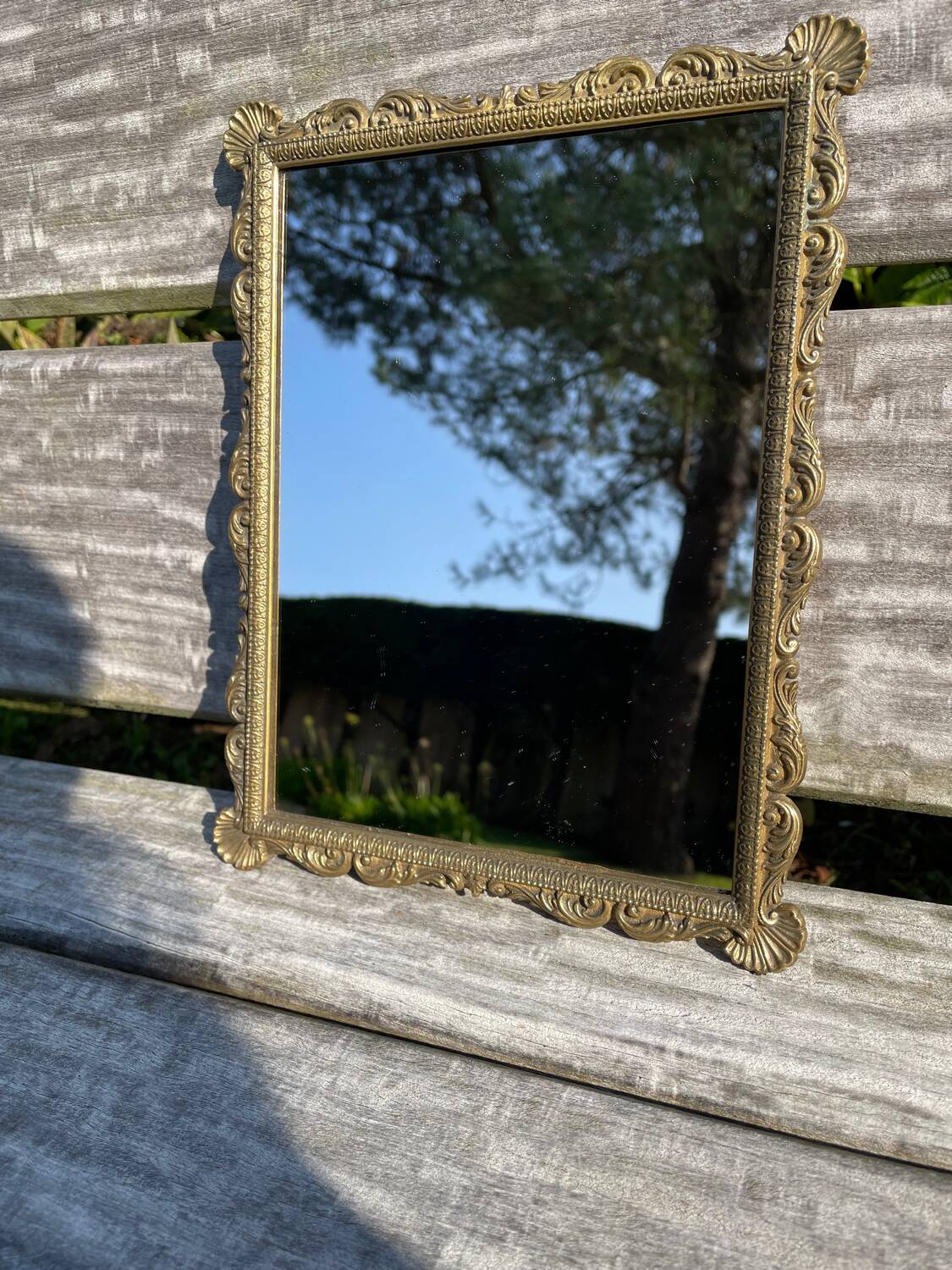 Antique bronze mirror