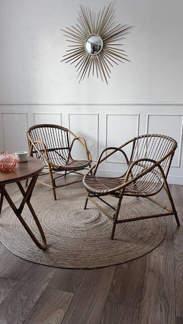 Paire de fauteuils en rotin vintage