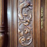 Important two-body buffet in solid walnut, richly carved in pure Renaissance style.