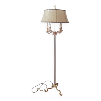 Ancien lampadaire tripode en bronze - 4 feux - 1950