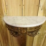 Wall console gilded wood and marble
