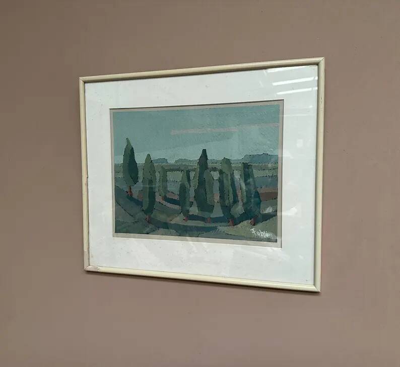 Original Swedish Oil on Paper – “Trees” by Gunnar Fohlin – Signed –