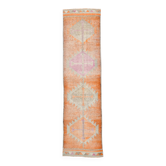 Pink Orange Soft Vintage Runner Rug, 86x334Cm