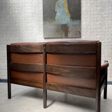 Scandinavian bench in chocolate leather
