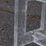 Vintage coffee table with frosted plexiglass base 1970s