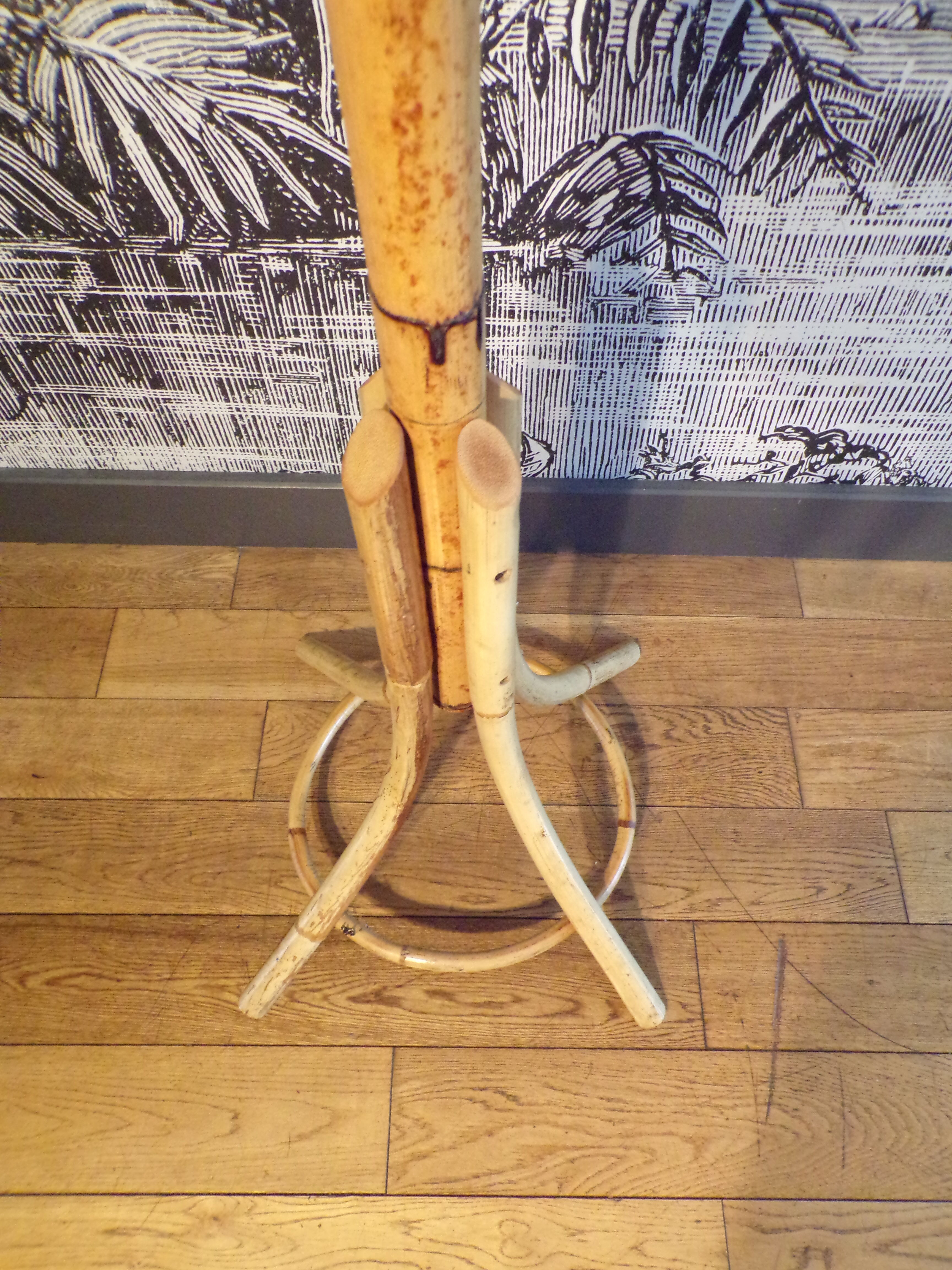 Vintage rattan coat rack