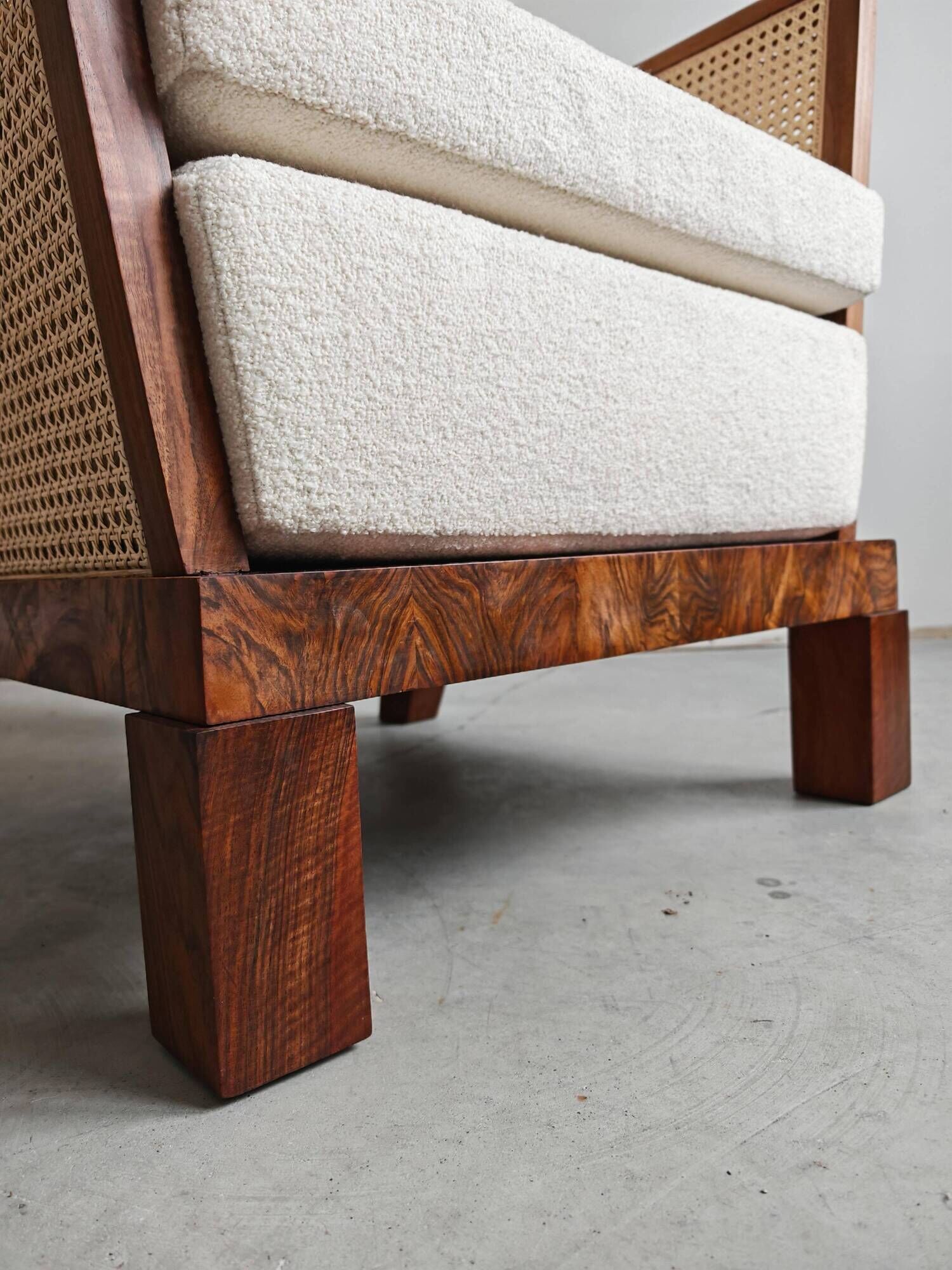 Art Deco club chair in walnut and cane, Austria 1920s