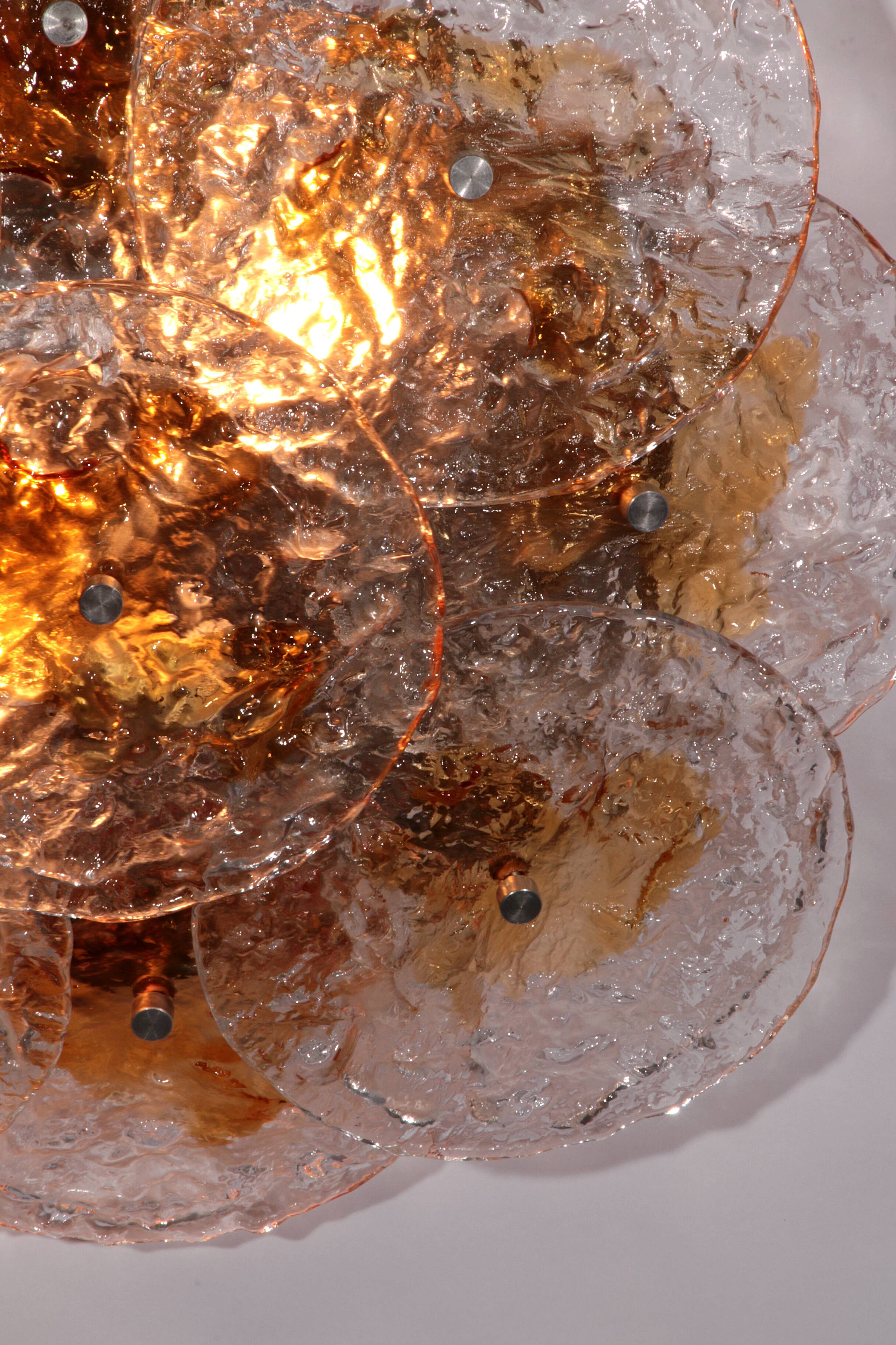 Large Flush Mount Murano Glass , Italy, 1970s