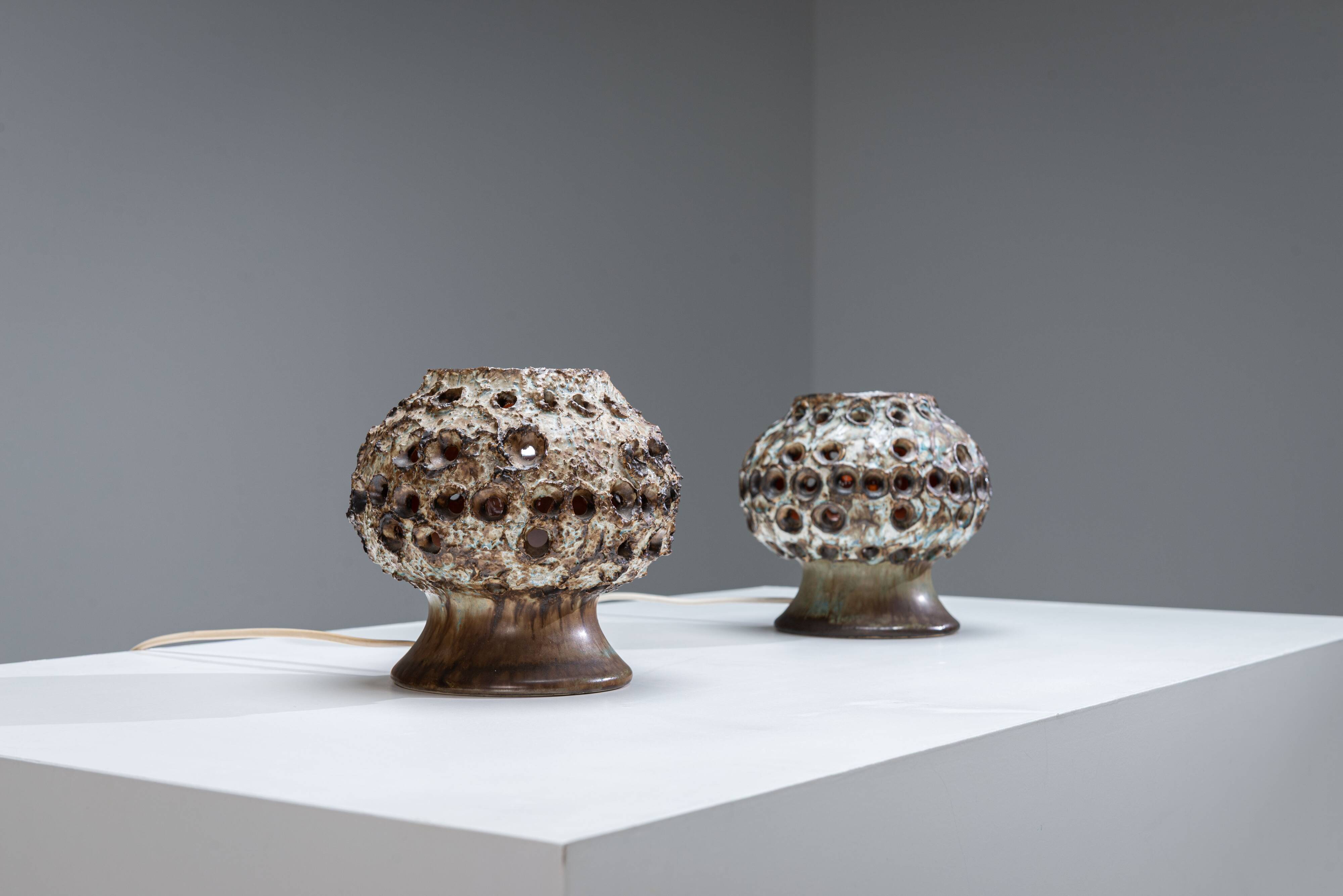 Pair of ceramic table lamps by Bruno Karlsson for EGO Stengods Atelje