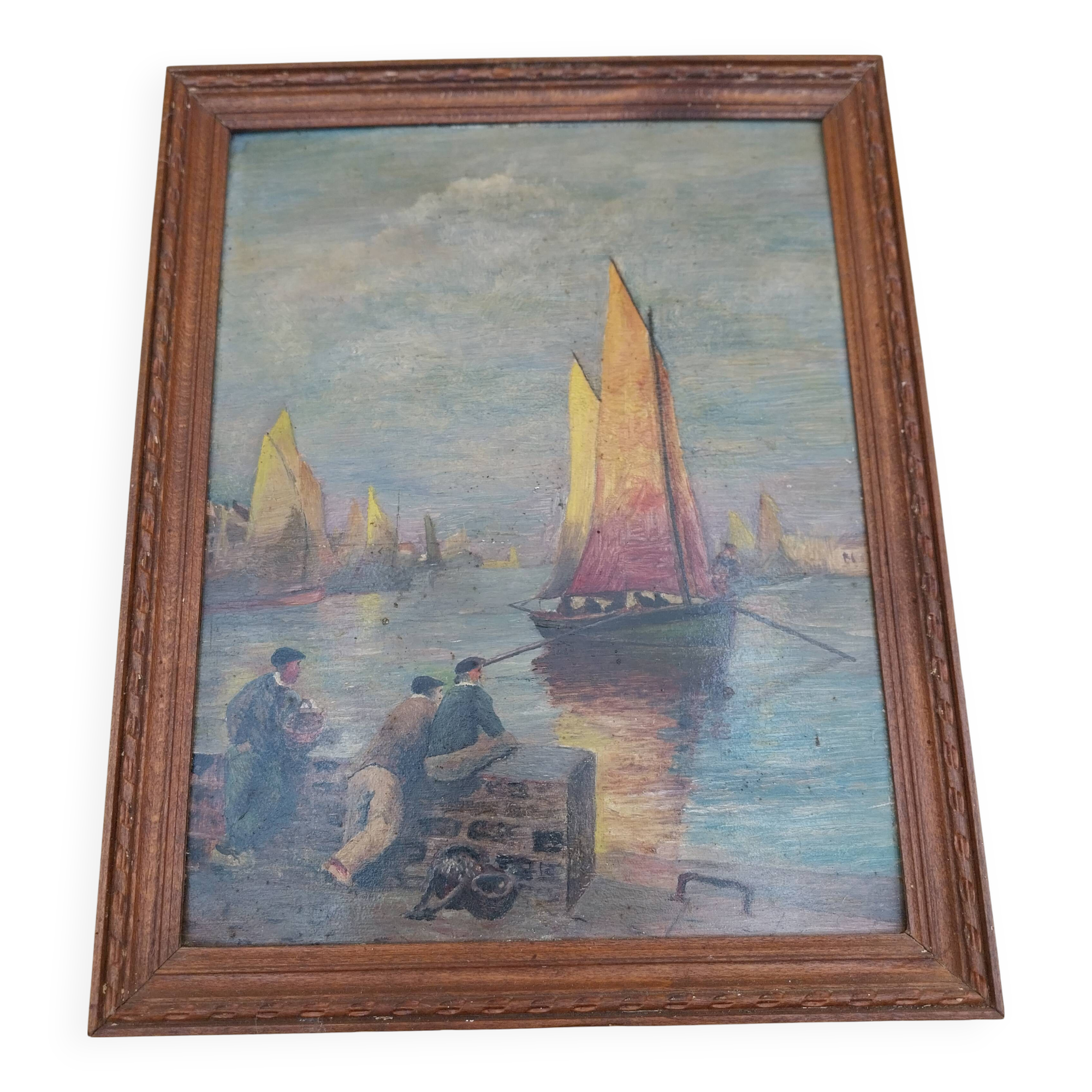Marine painting oil on hardboard unsigned