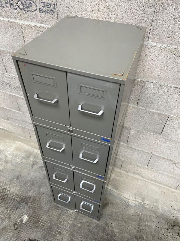 Meuble de métier meuble d'archivage modulable 8 tiroirs métal classeur industriel 1960s