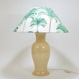 Pair of Tommaso Barbi Riviera palm tree table lamps from the 1970s with matching cushions.