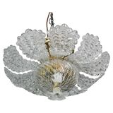 Charming transparent Murano glass leaf ceiling light or chandelier, 1970s