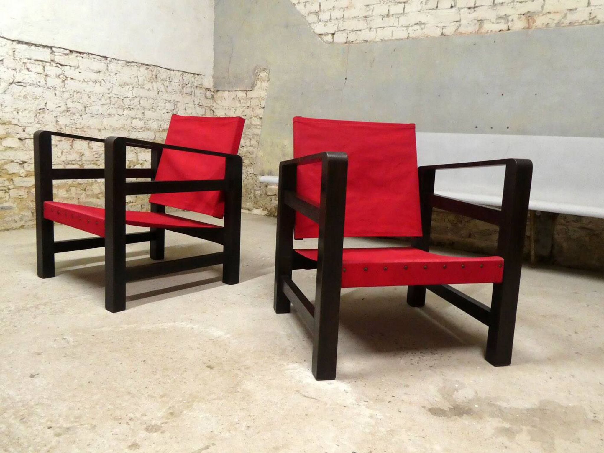 paire de fauteuils safari en chêne, 1950