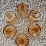 6 small vintage orange glasses