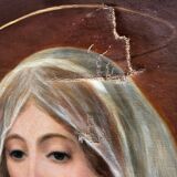 HST painting Madonna Holy Virgin late 19th century signed Chiery for restoration