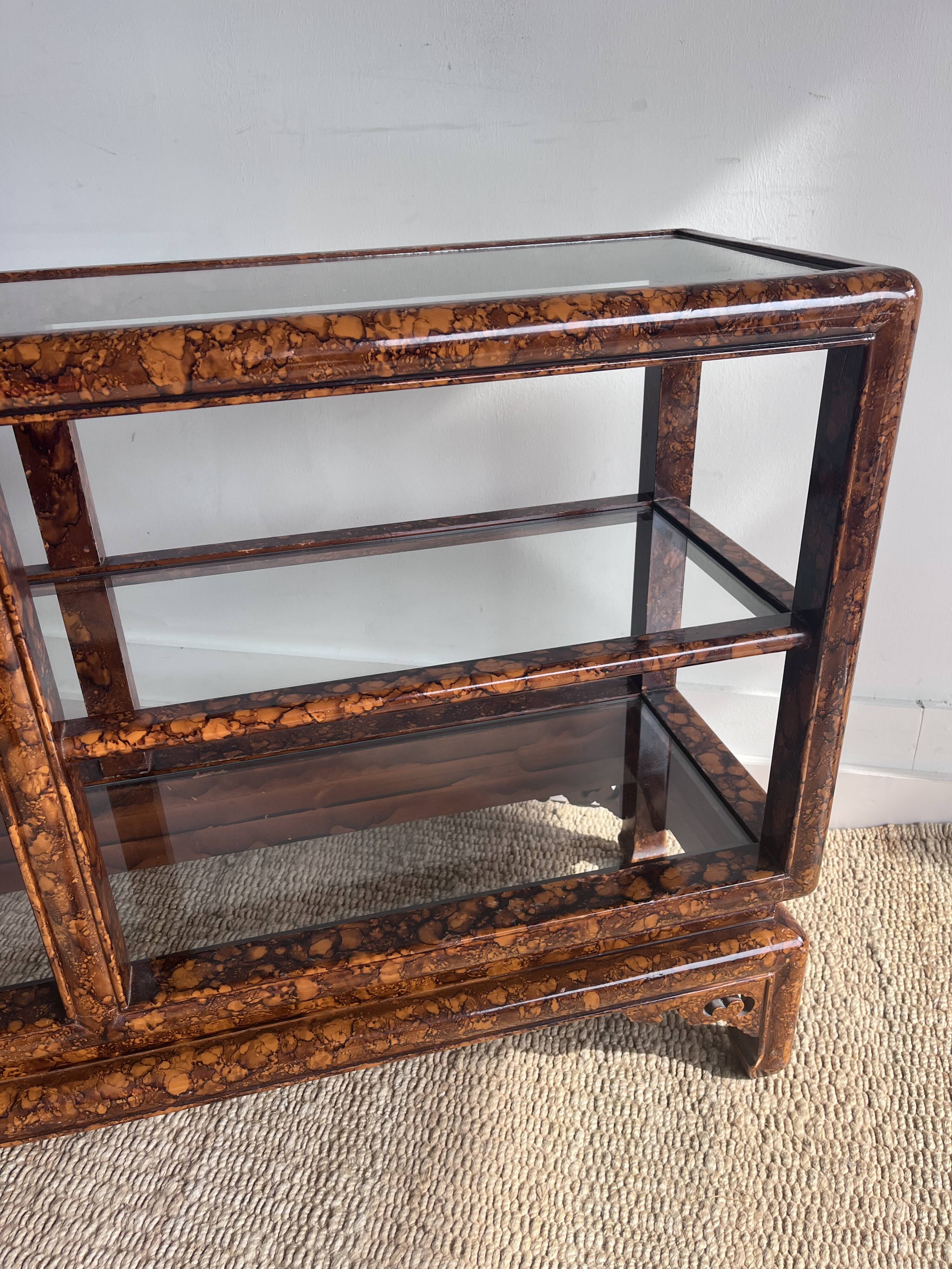 Lacquered console shelf "Faux Tortoiseshell" — Chinoiserie style