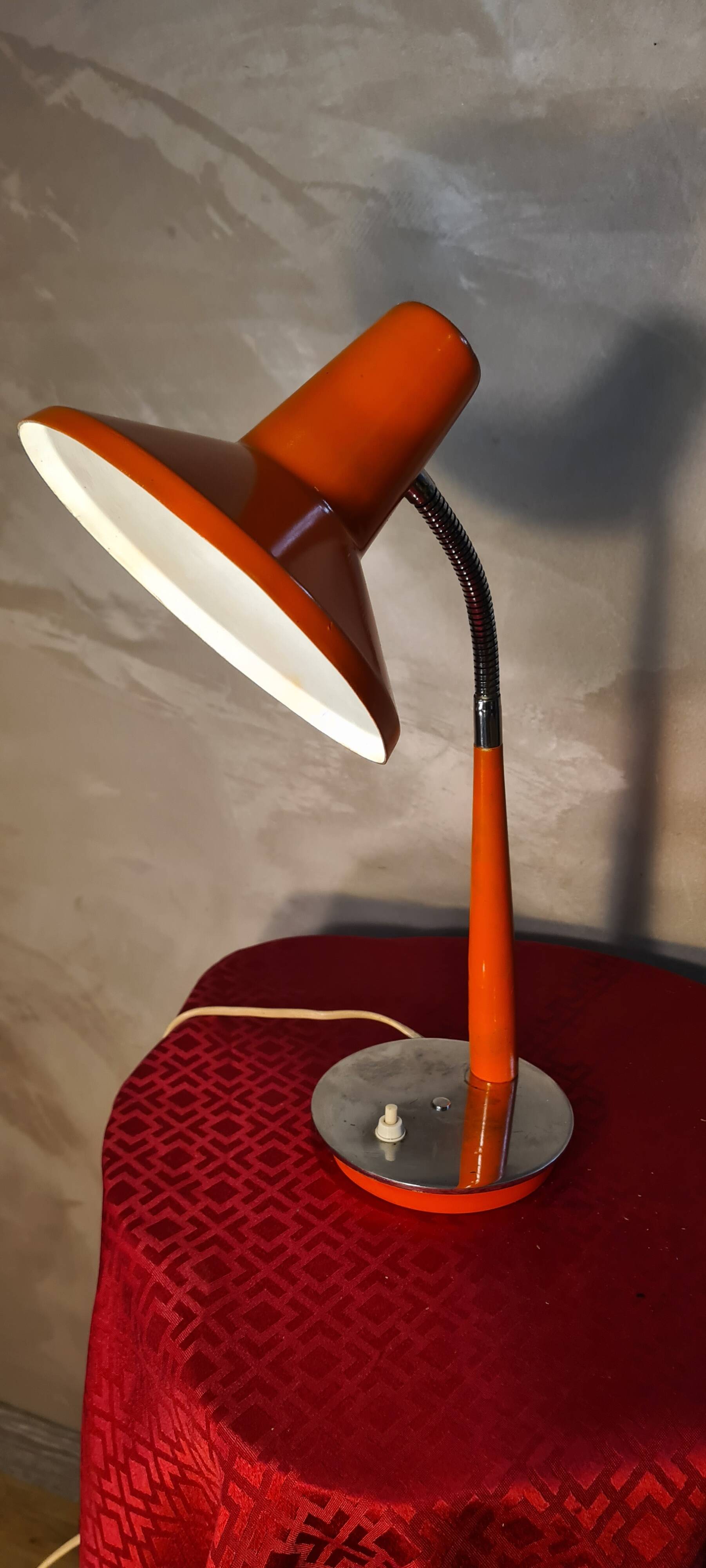 desk lamp 1960 to 70 orange slight signs of wear 42x26 good condition