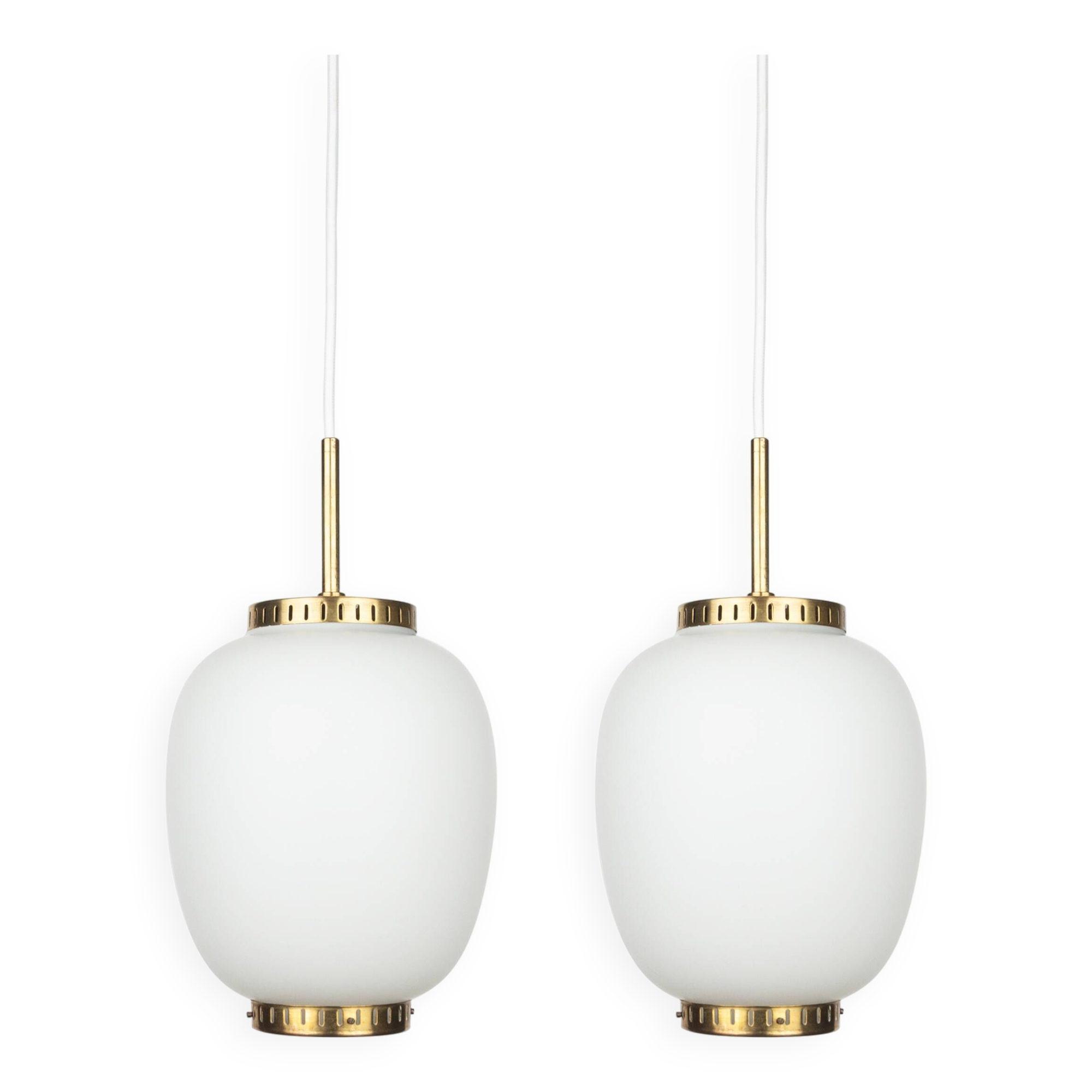 Pair of danish vintage Kina pendant lamps by Bent Karlby, Lyfa, 1946