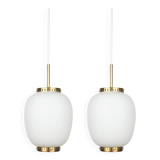 Pair of danish vintage Kina pendant lamps by Bent Karlby, Lyfa, 1946