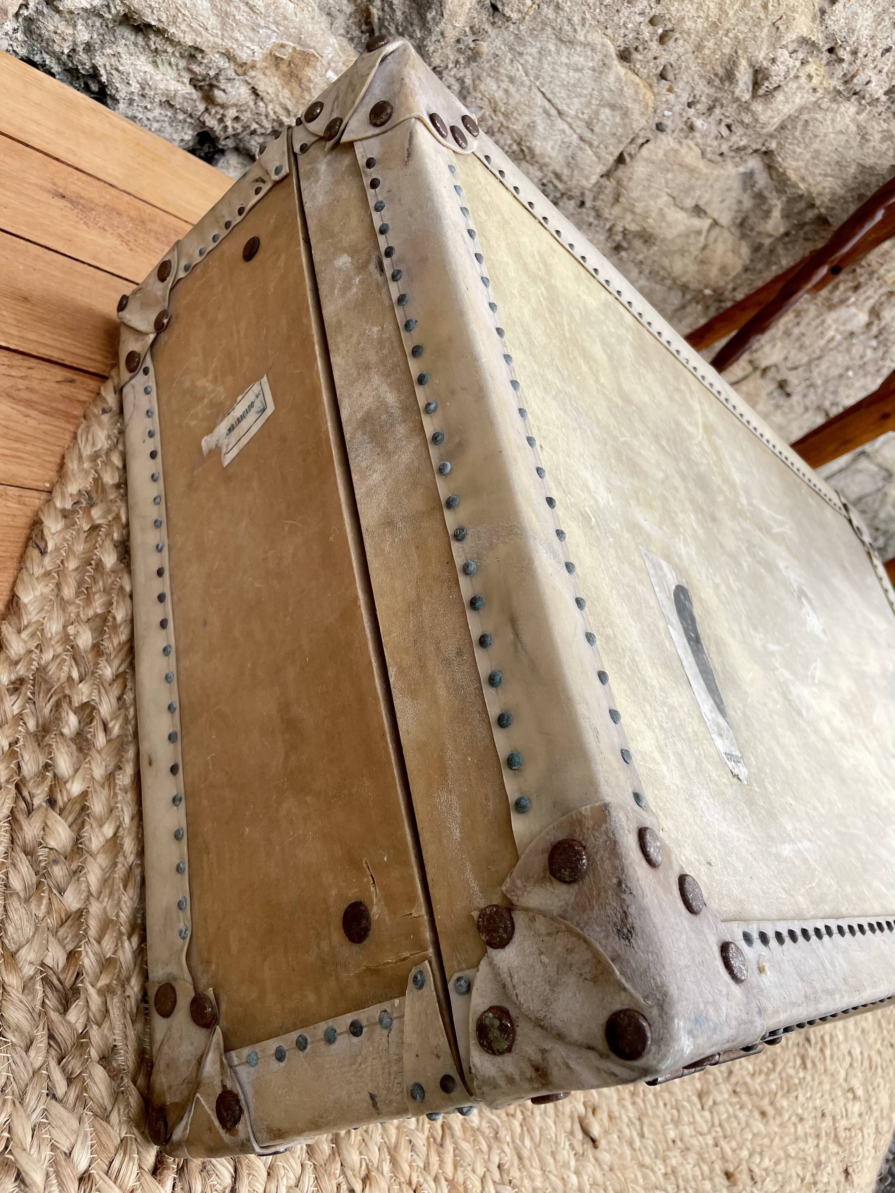 Old wood and leather suitcase