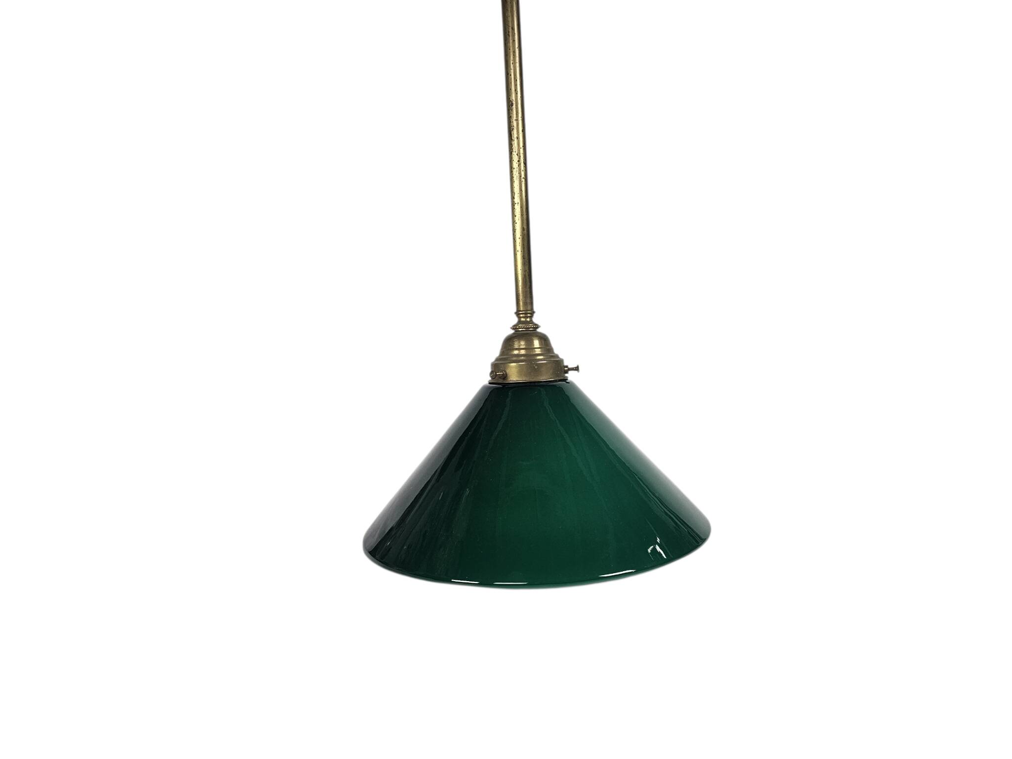 Vintage pendant lamp – billiard lamp – opaline glass – brass – 1960s