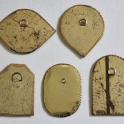 Set of 5 small openwork brass mirrors, Moroccan craftsmanship, 7 x 10 cm.