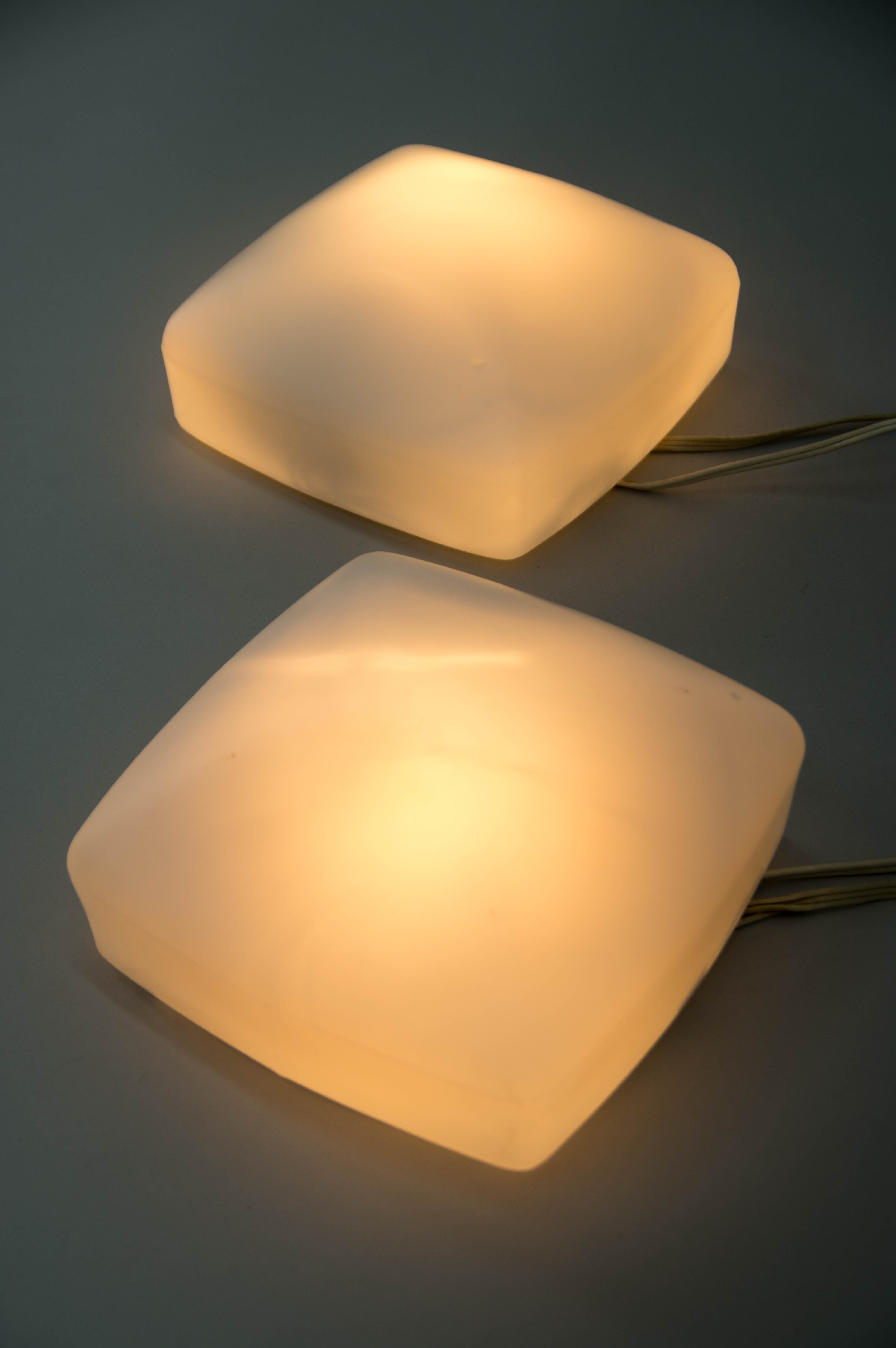 Set of two flush mounts or wall lamps, czechoslovakia, 1960s