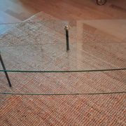 Table basse années 50/60 en verre et métal