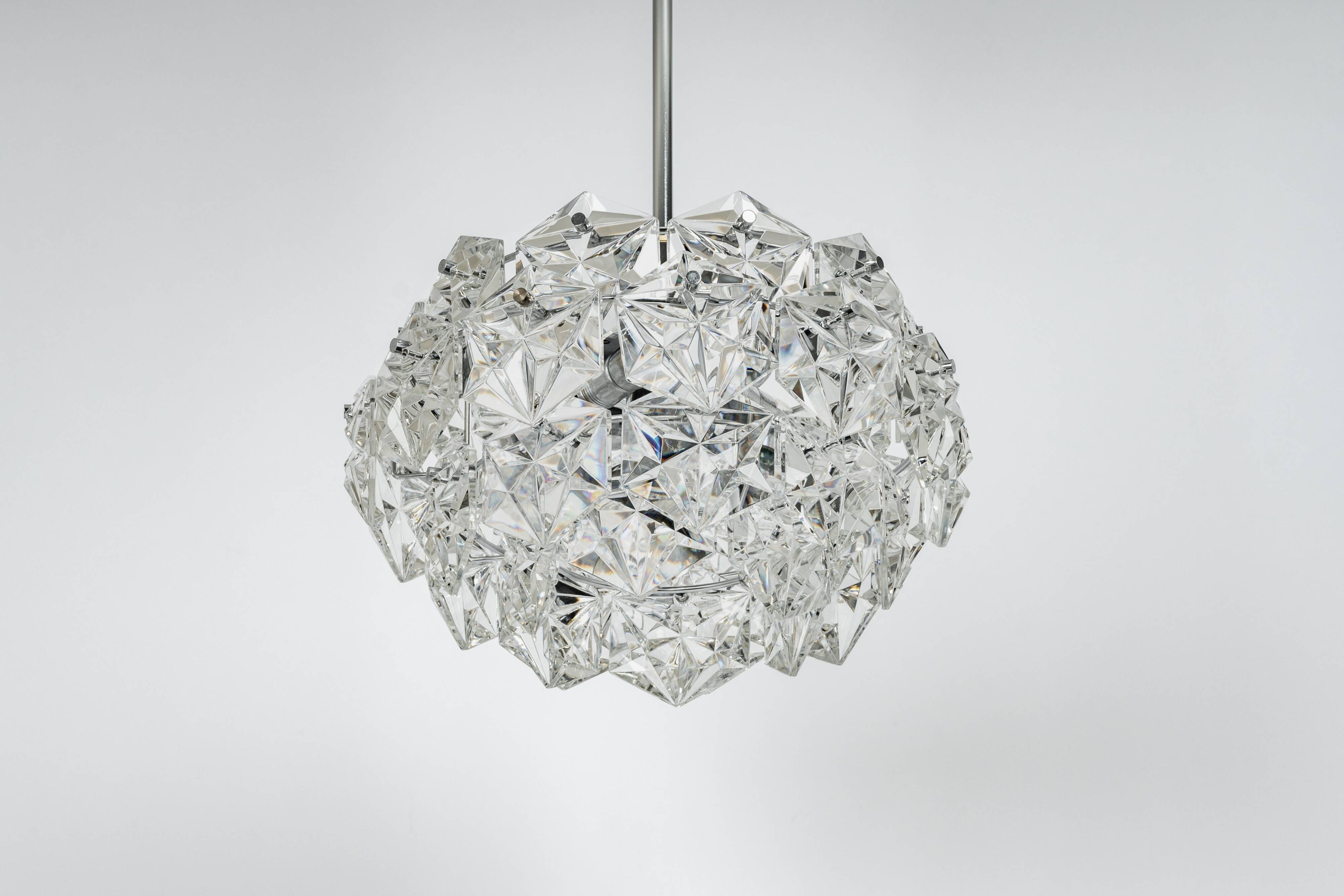 Small and Superb Pendant, Chrome and Crystal Glass by Kinkeldey, Germany, 1970