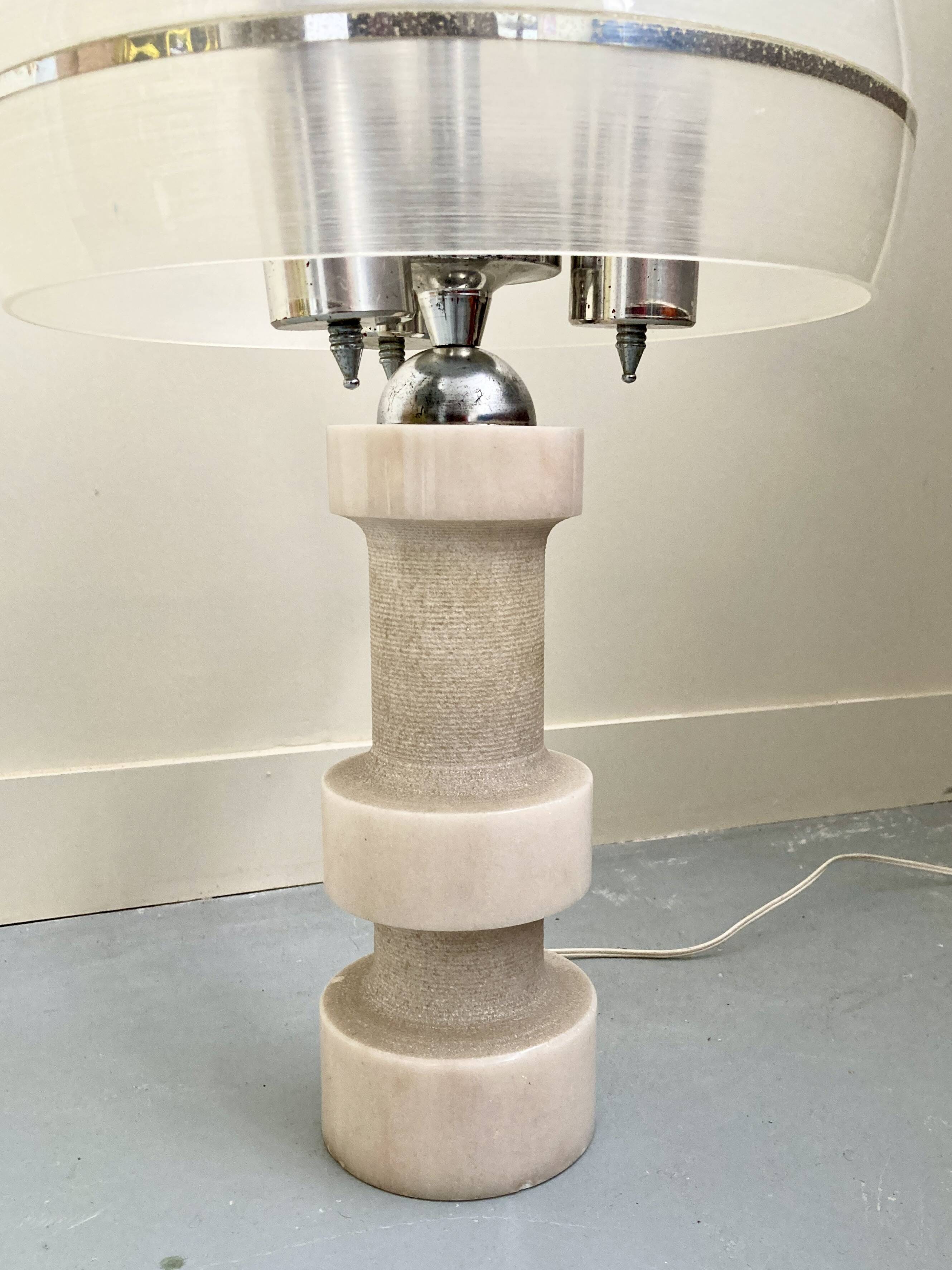 Vintage Marblarte Lamp Turned Marble Base – Chrome Dome