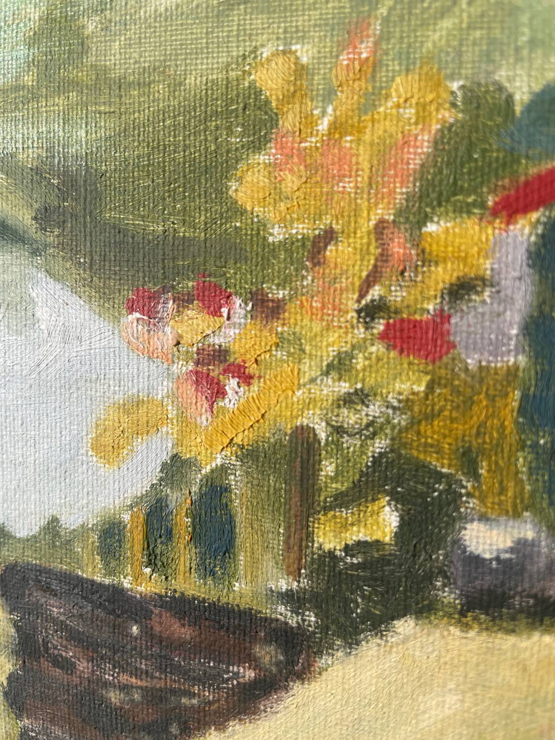 Oil painting landscape wooden frame