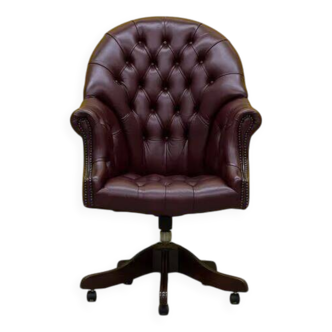 Fauteuil de réalisateur chesterfield en cuir bordeaux