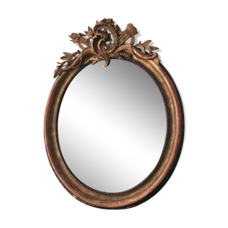 Antique French Oval Carved Giltwood Mirror 19th Century