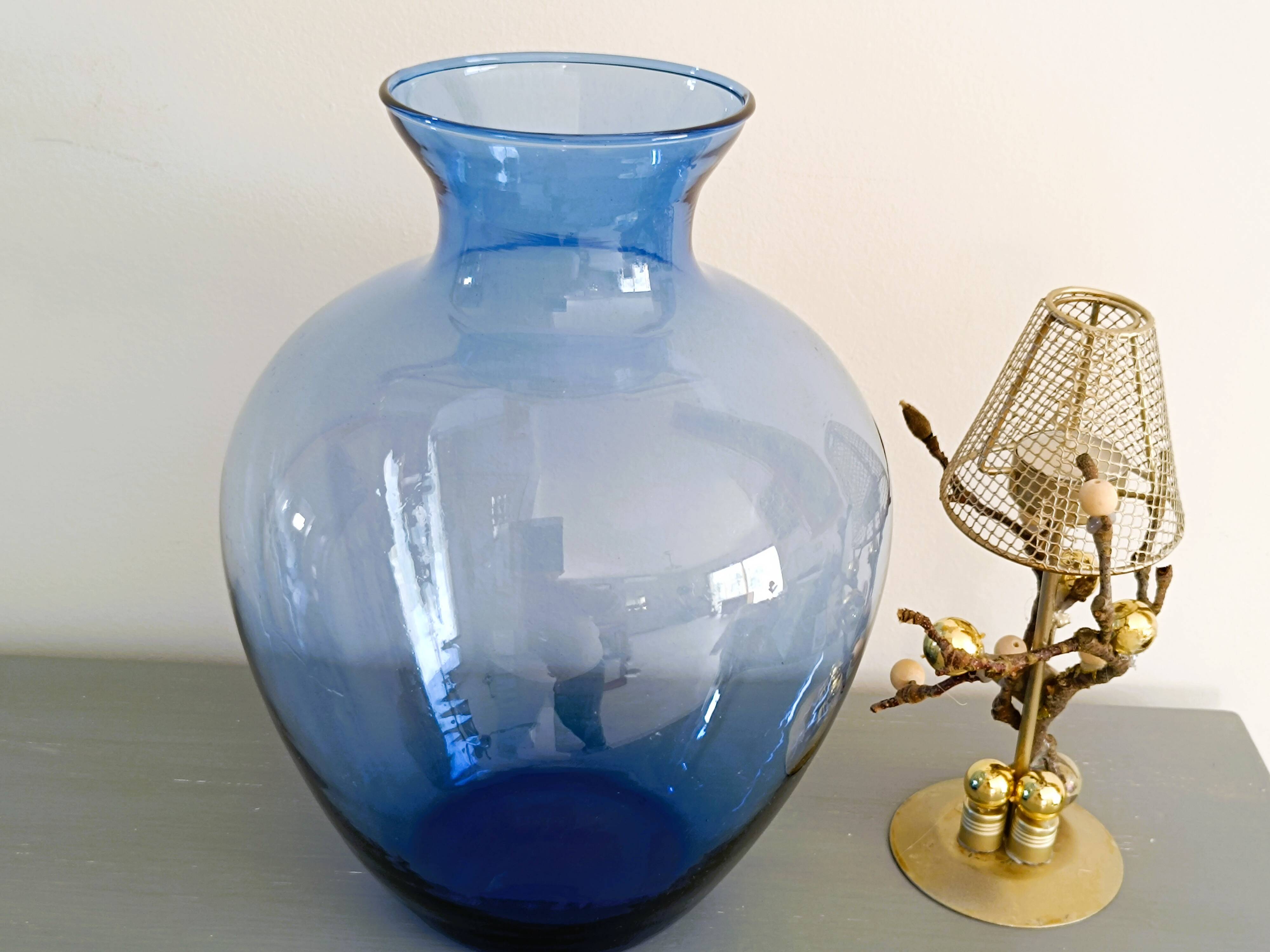 Blue glass vase