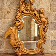 carved mirror in the spirit of Viardot – Decor with dragon and putto