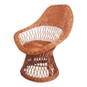 Chaise en rotin du milieu du siècle des années 70