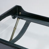 Side table and brass tray leather 1950