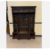 Antique impressive wardrobe with bench trunk.