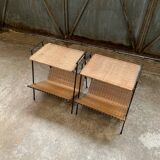 Pair of Raoul Guys Wicker Magazine Racks Circa 195