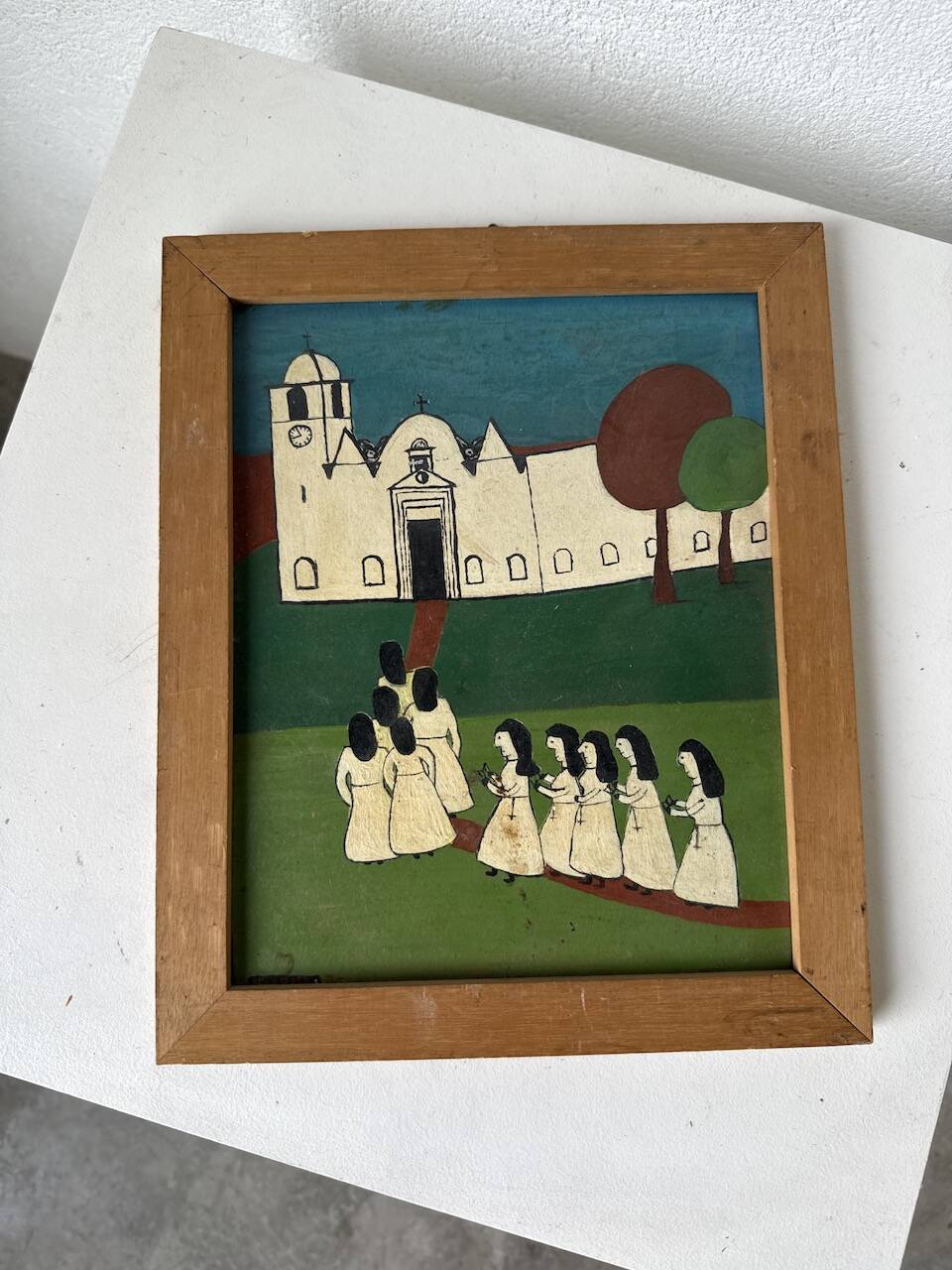 M.Lintz 77 naive oil painting framed