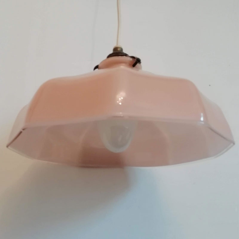Pink opaline glass hanging lamp
