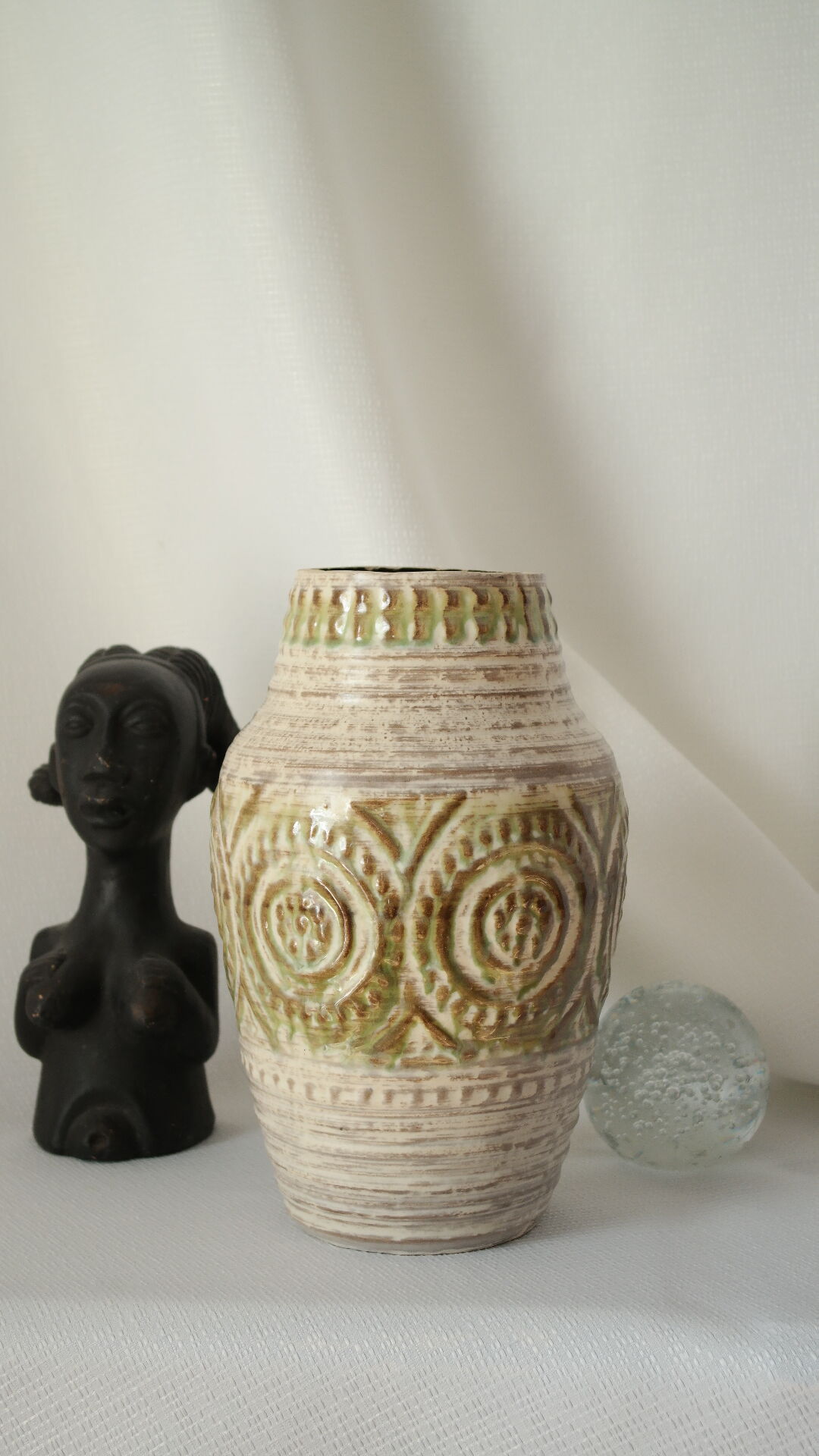 Low relief ceramic vase West Germany 1950