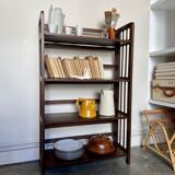 Dark wood folding bookcase 4 shelves