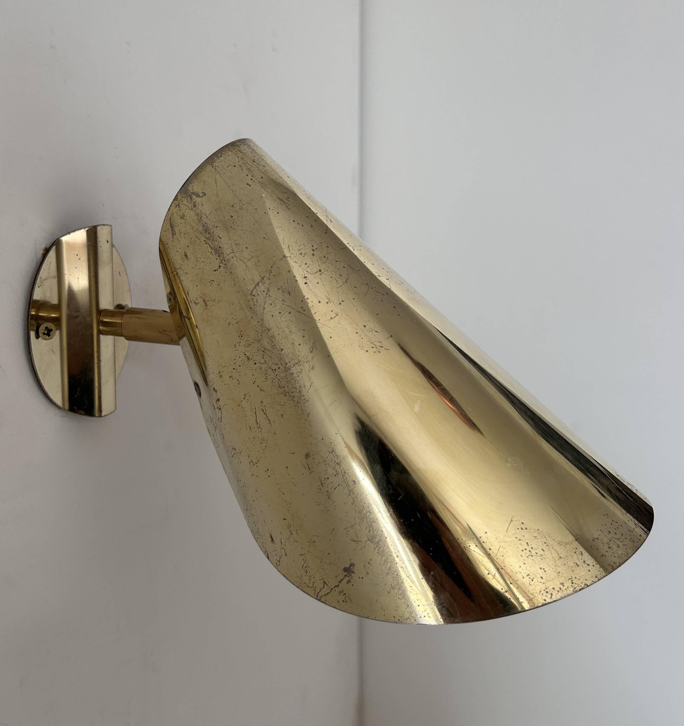 Vintage adjustable wall light, solid brass, Sweden 1970s