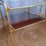 Coffee table with gold metal vinyl holder from the 70s)