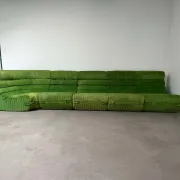 Modular green velvet corner sofa, 1970s