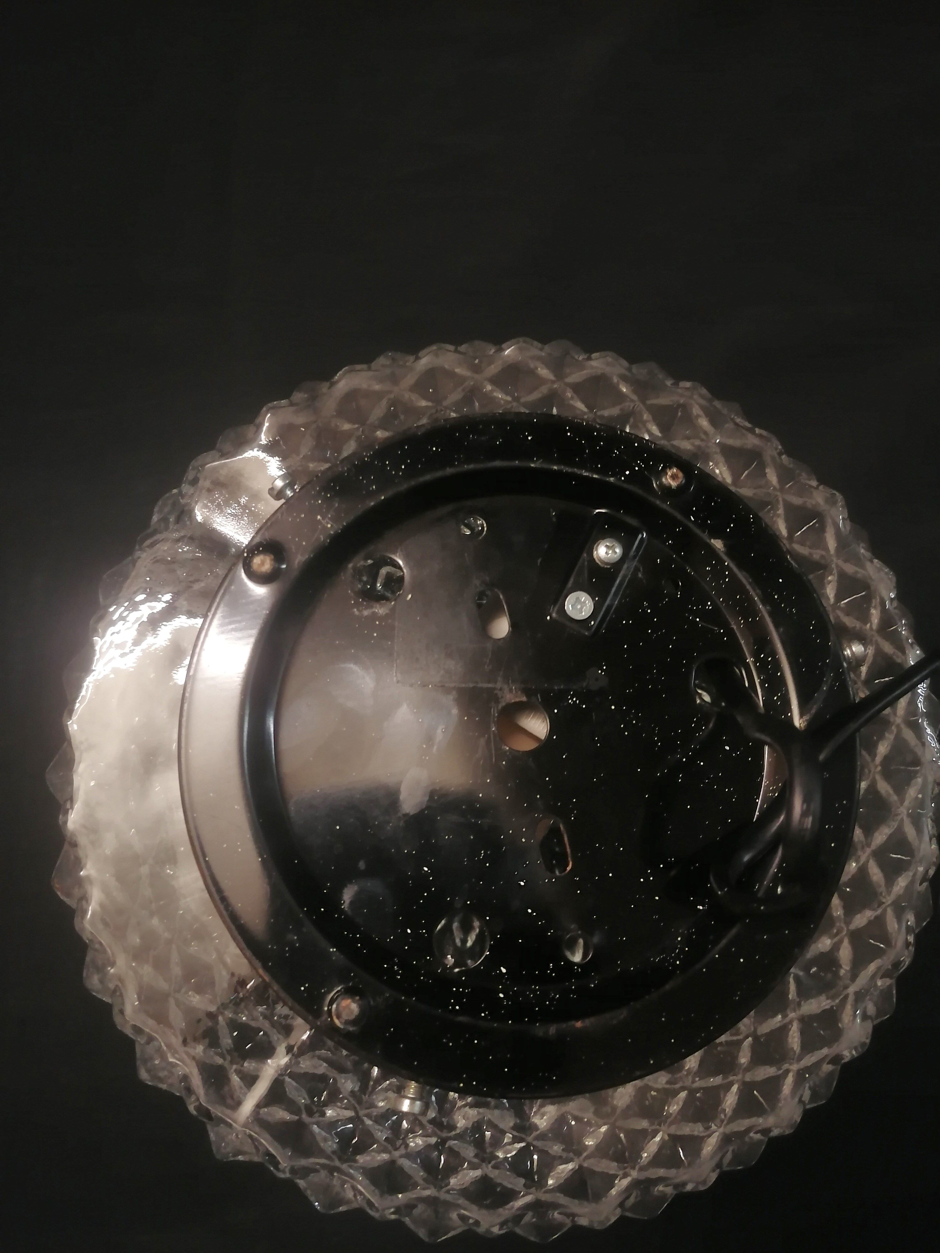 Old ceiling light - Globe glass molded effect tip of diamonds - 70s