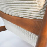 Fauteuil vintage entièrement restauré designer E.Homa, années 60, Cordon beige