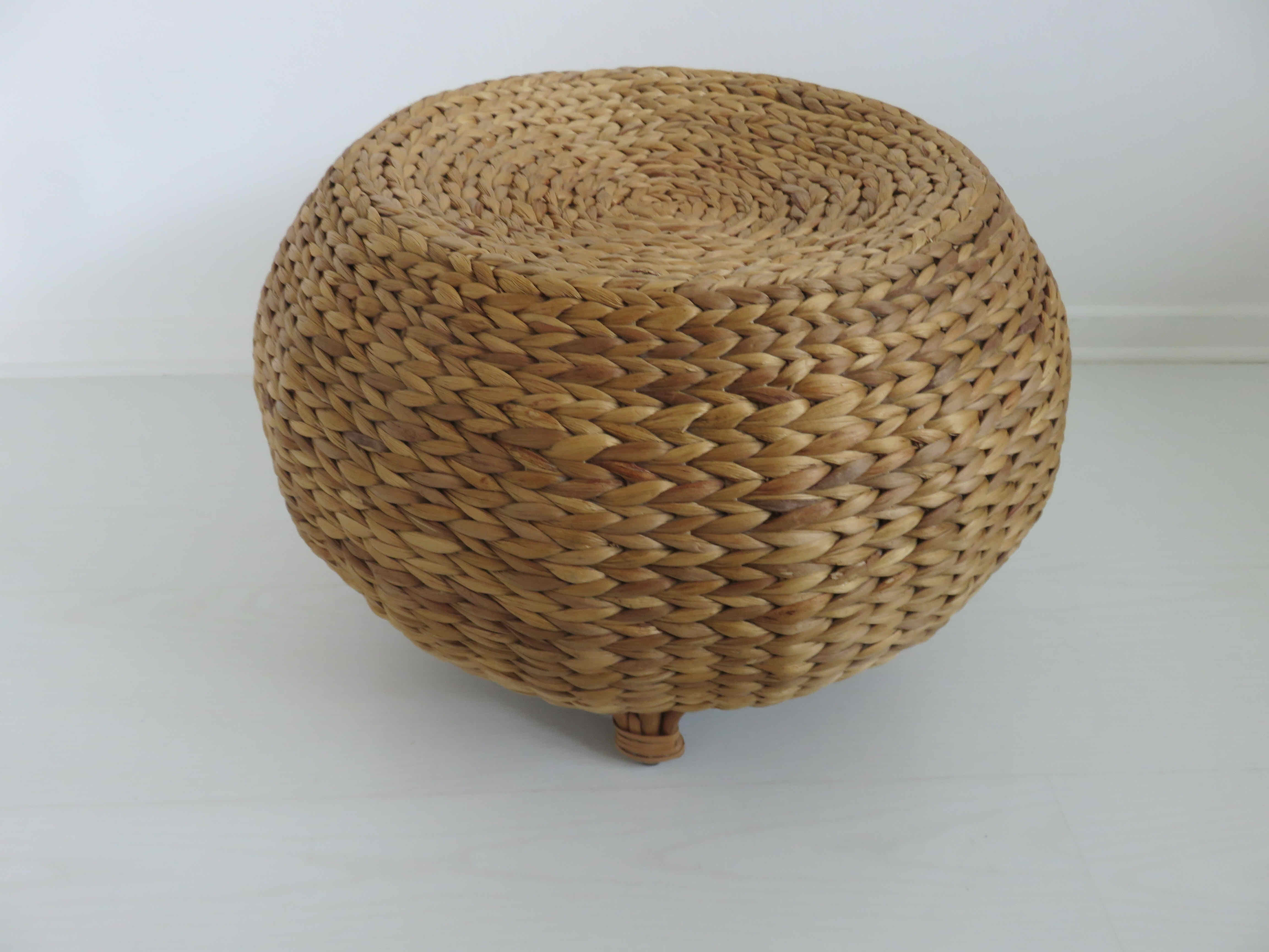 Tabouret en jonc et bambou 1970 1980